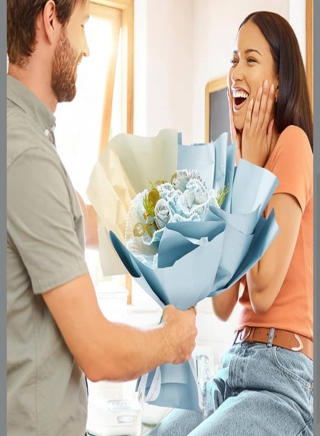 VRB Dec لفة شبكية زهرية من قطعتين (4 ياردات/قطعة) من VRB Dec، مثالية لتغليف الهدايا وباقات الزهور والأعمال اليدوية وتزيين المناسبات، وشبكة تغليف هدايا باقات الزهور للتزيين. (أزرق سماوي) - Image 5